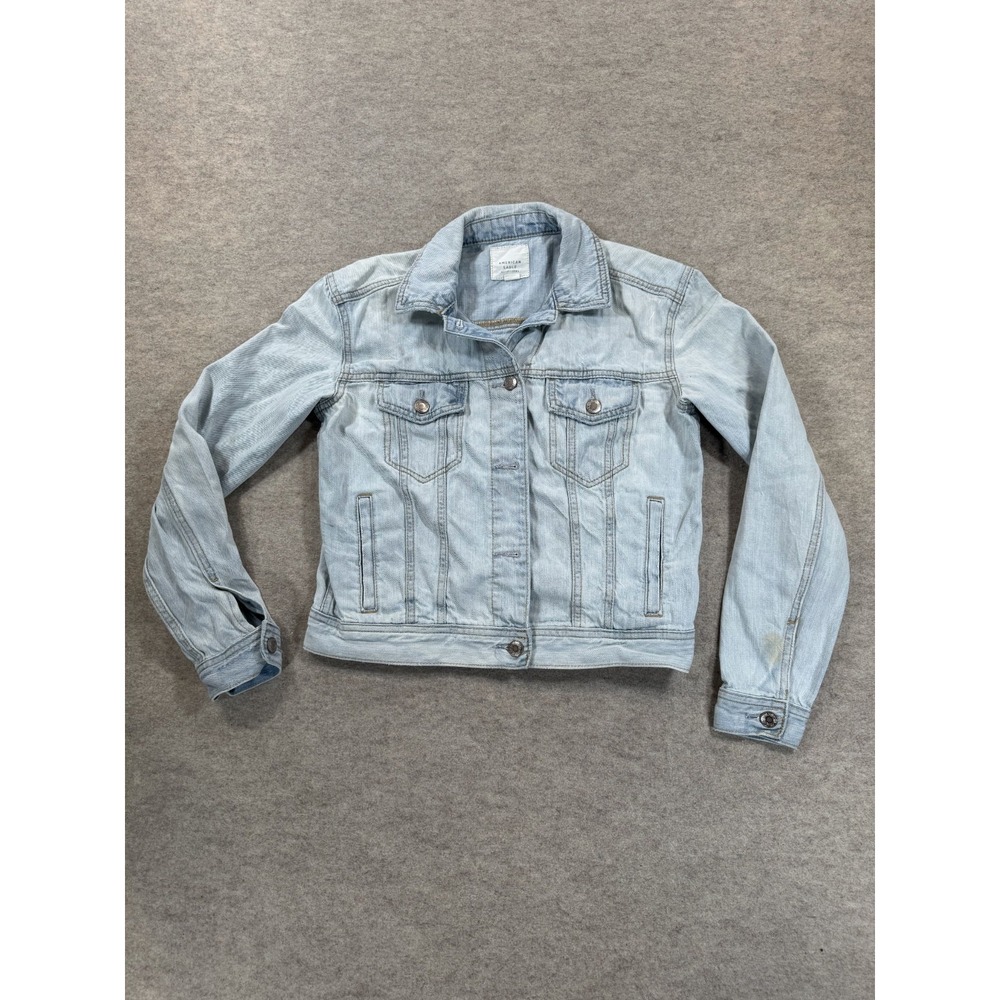 American Eagle Outfitters Trucker Jacket Womens XS Blue Denim Light Wash Cotton